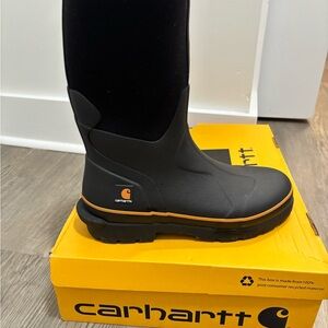 Carhartt Men's Black Rain & Snow Boots with Orange Trim